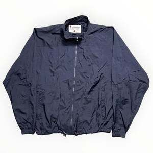 Vintage Champion Full-Zip Nylon Windbreaker Jacket Navy Blue XL